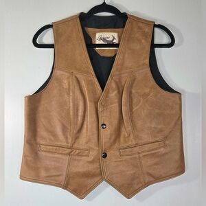 VINTAGE GENUINE LEATHER WESTERN VEST.